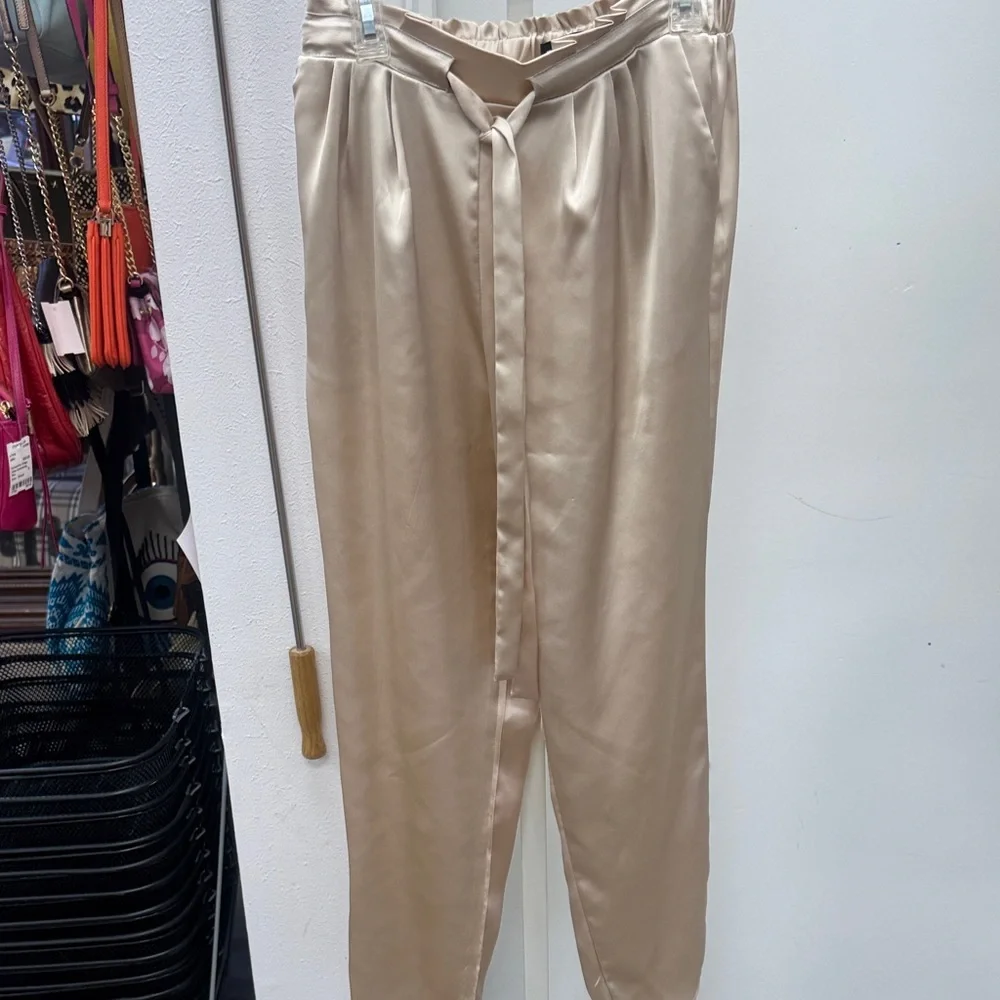 DO+BE Satin Tan Straight Leg Pants Size Small - Picture 1 of 1